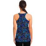 Blue Monarch Butterfly Wings Print Women's Racerback Tank Top