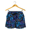 Blue Monarch Butterfly Wings Print Women's Shorts