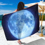 Blue Moon Print Beach Sarong Wrap