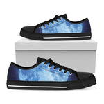 Blue Moon Print Black Low Top Shoes 