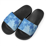 Blue Moon Print Black Slide Sandals