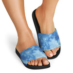 Blue Moon Print Black Slide Sandals