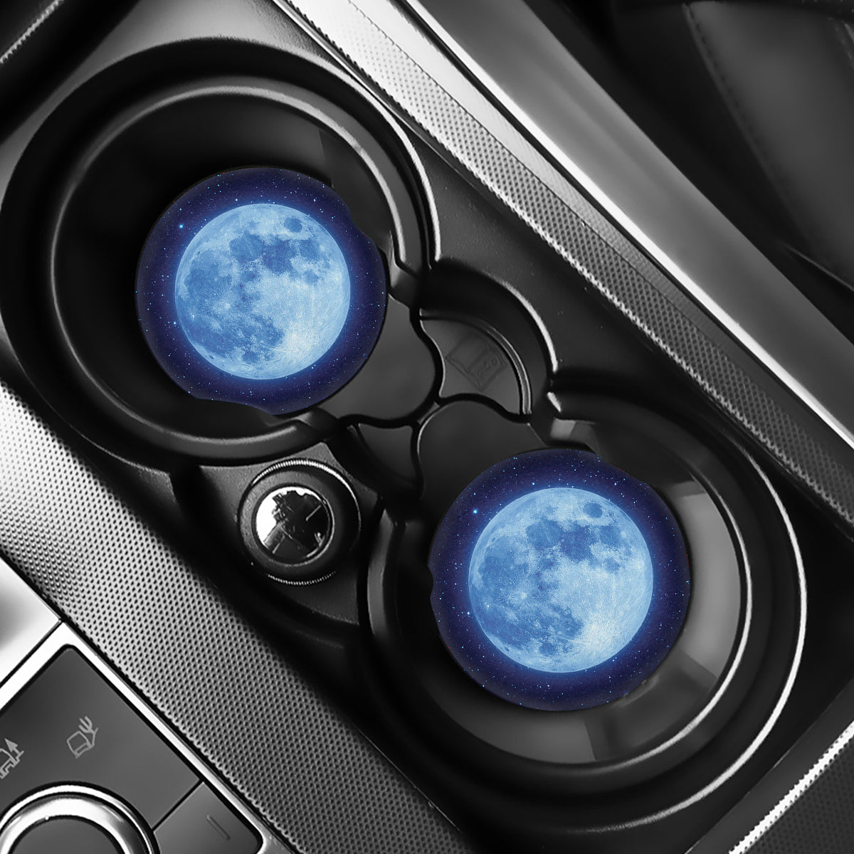 Blue Moon Print Car Coasters