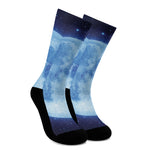 Blue Moon Print Crew Socks