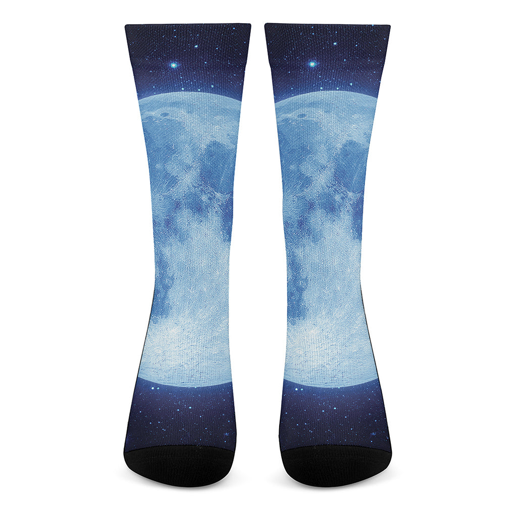 Blue Moon Print Crew Socks