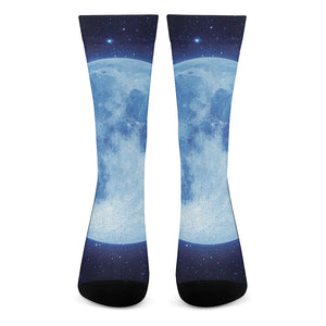 Blue Moon Print Crew Socks