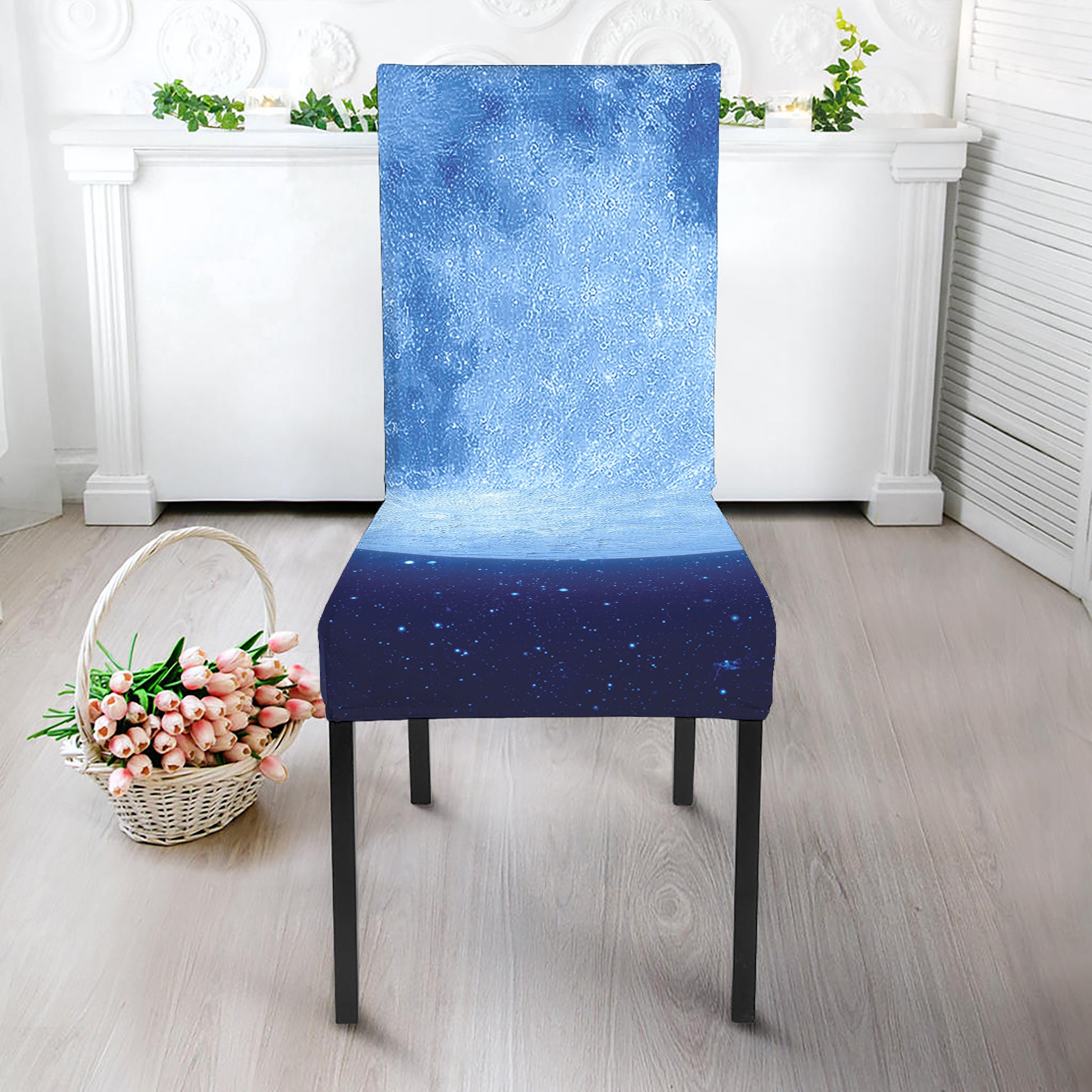 Blue Moon Print Dining Chair Slipcover