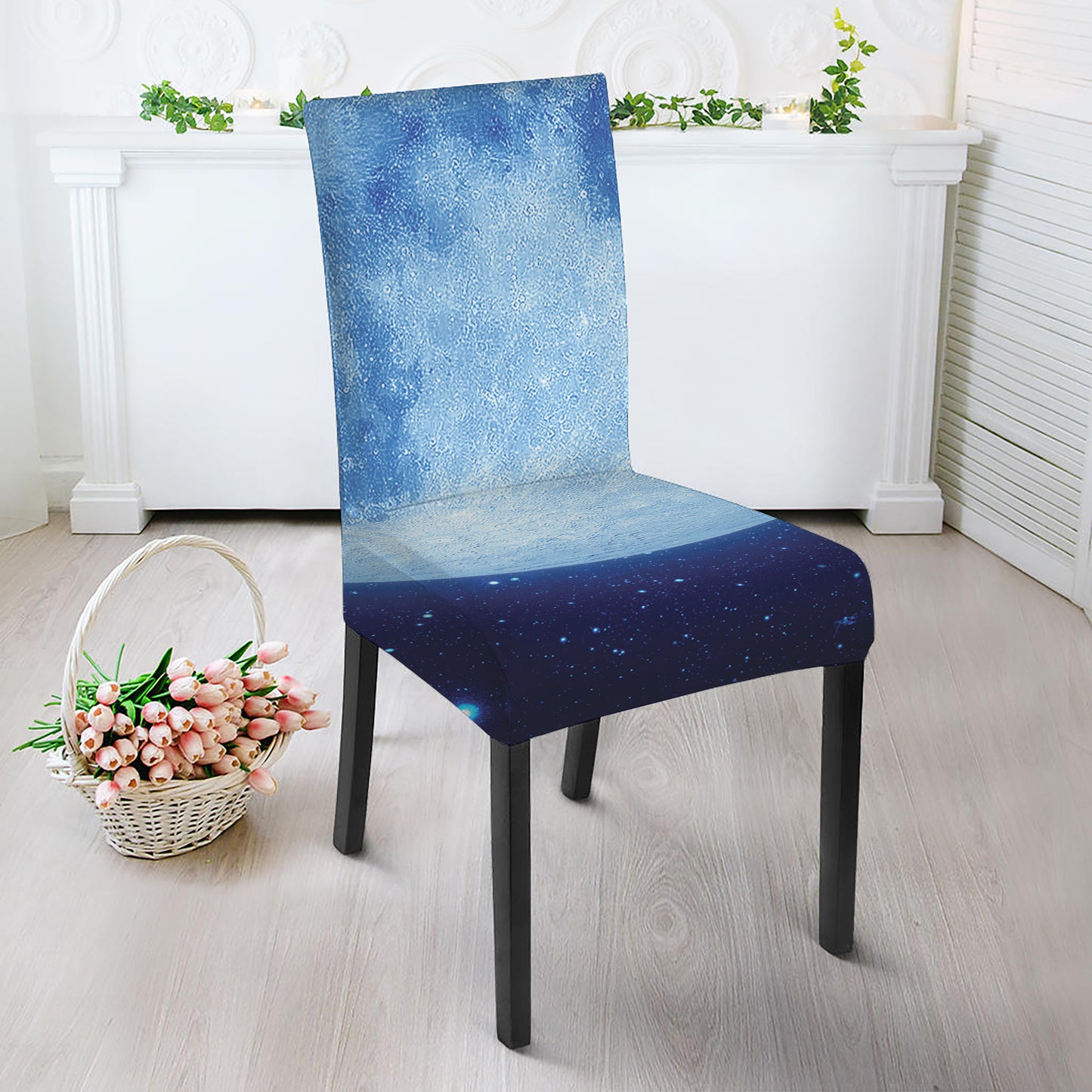 Blue Moon Print Dining Chair Slipcover