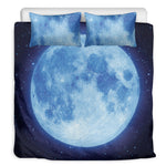 Blue Moon Print Duvet Cover Bedding Set