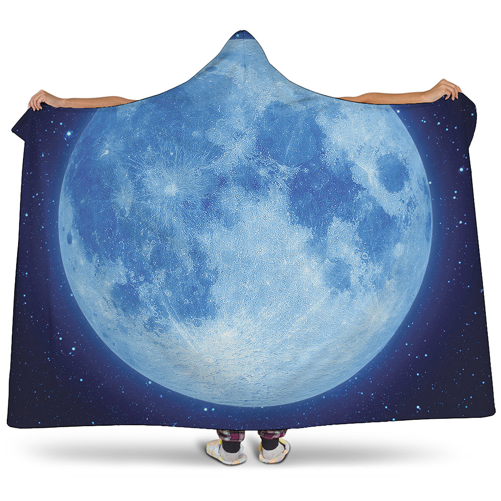 Blue Moon Print Hooded Blanket