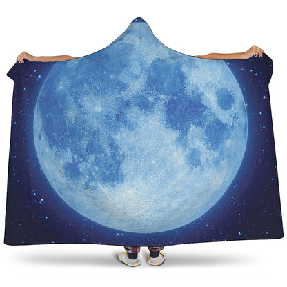 Blue Moon Print Hooded Blanket