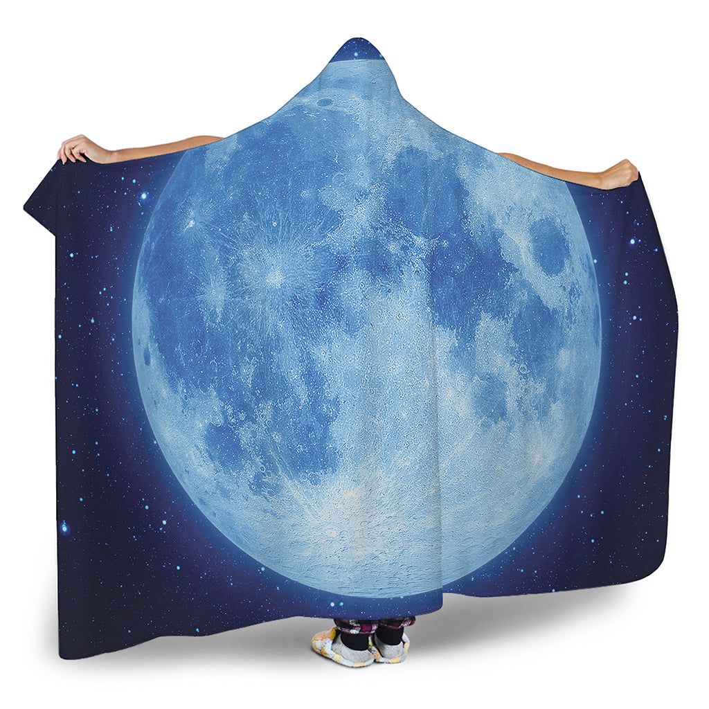 Blue Moon Print Hooded Blanket