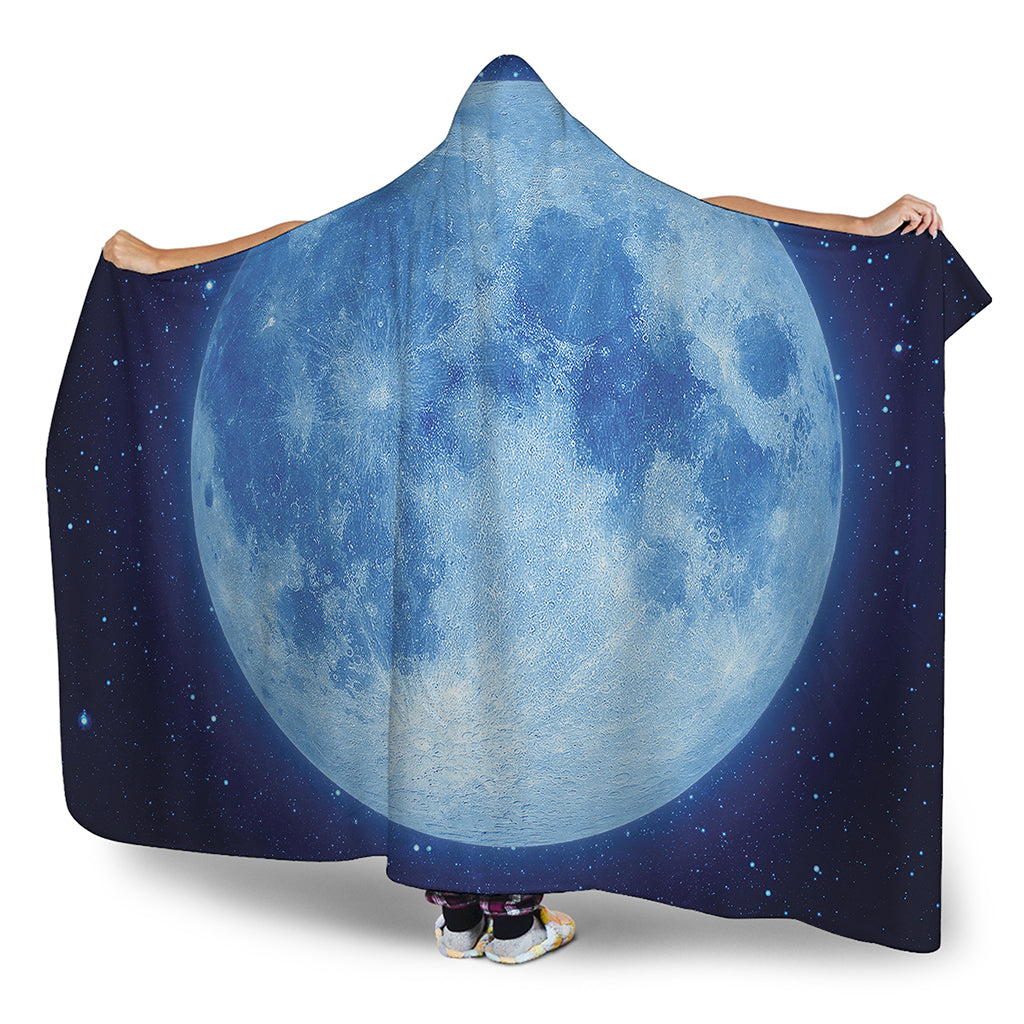 Blue Moon Print Hooded Blanket