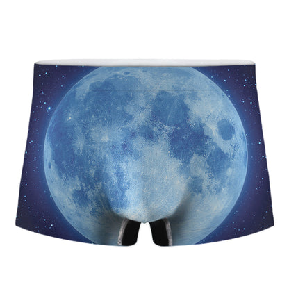 Blue Moon Print Men's Boxer Briefs