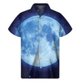 Blue Moon Print Men's Short Sleeve Shirt