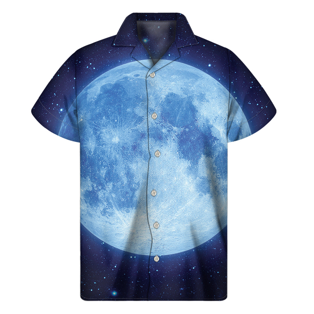 Blue Moon Print Men's Short Sleeve Shirt
