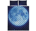 Blue Moon Print Quilt Bed Set