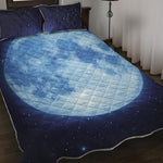 Blue Moon Print Quilt Bed Set