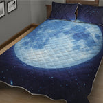 Blue Moon Print Quilt Bed Set