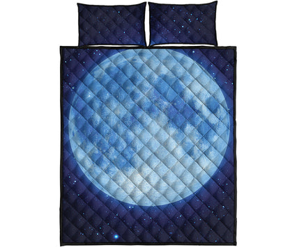 Blue Moon Print Quilt Bed Set