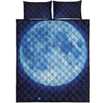 Blue Moon Print Quilt Bed Set