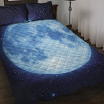 Blue Moon Print Quilt Bed Set