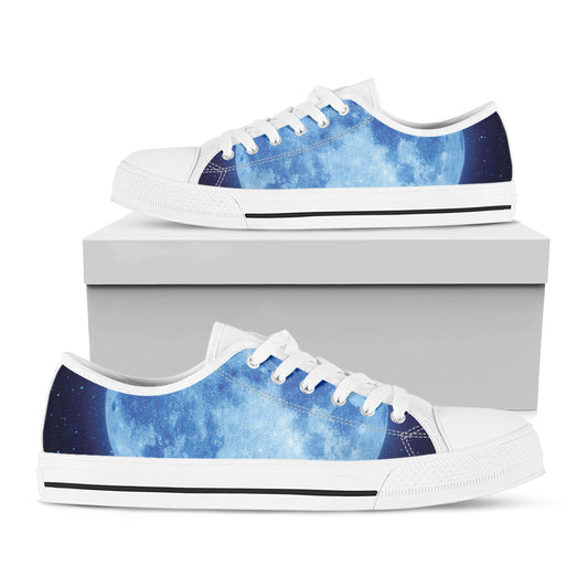 Blue Moon Print White Low Top Shoes