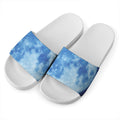 Blue Moon Print White Slide Sandals