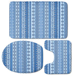 Blue Native American Aztec Pattern Print 3 Piece Bath Mat Set