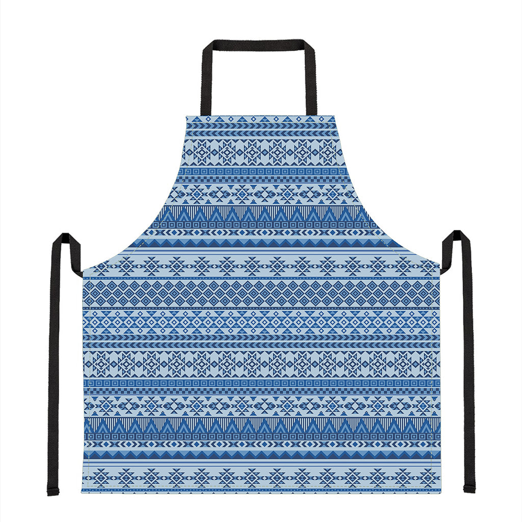 Blue Native American Aztec Pattern Print Apron