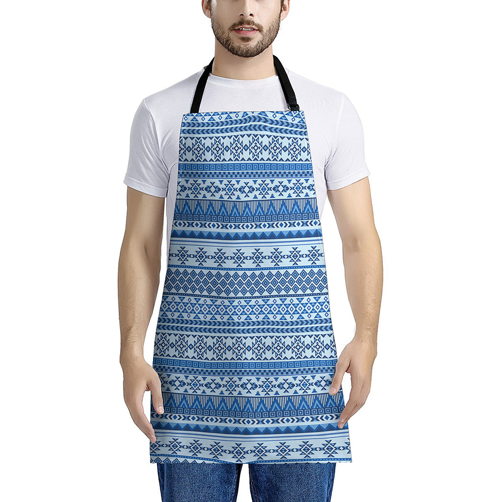 Blue Native American Aztec Pattern Print Apron