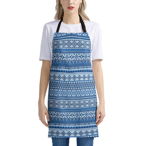 Blue Native American Aztec Pattern Print Apron