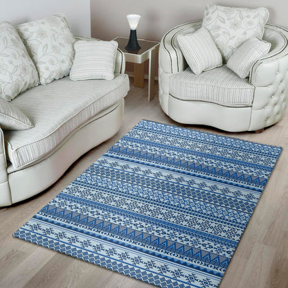 Blue Native American Aztec Pattern Print Area Rug