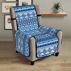 Blue Native American Aztec Pattern Print Armchair Protector