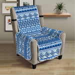 Blue Native American Aztec Pattern Print Armchair Protector