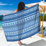 Blue Native American Aztec Pattern Print Beach Sarong Wrap
