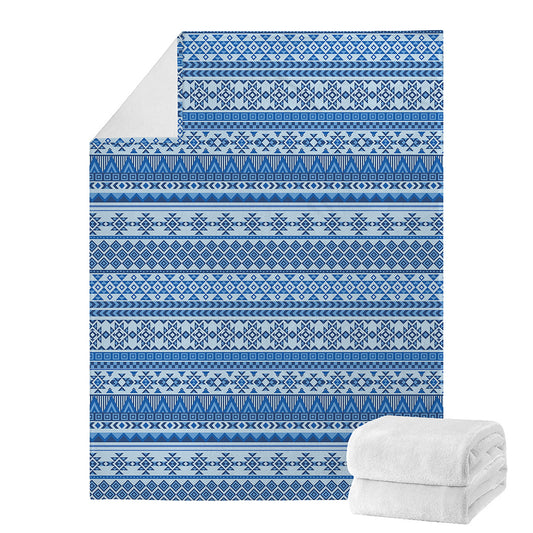 Blue Native American Aztec Pattern Print Blanket
