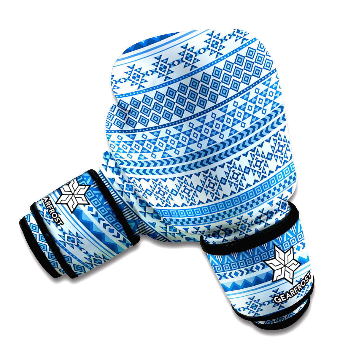 Blue Native American Aztec Pattern Print Boxing Gloves