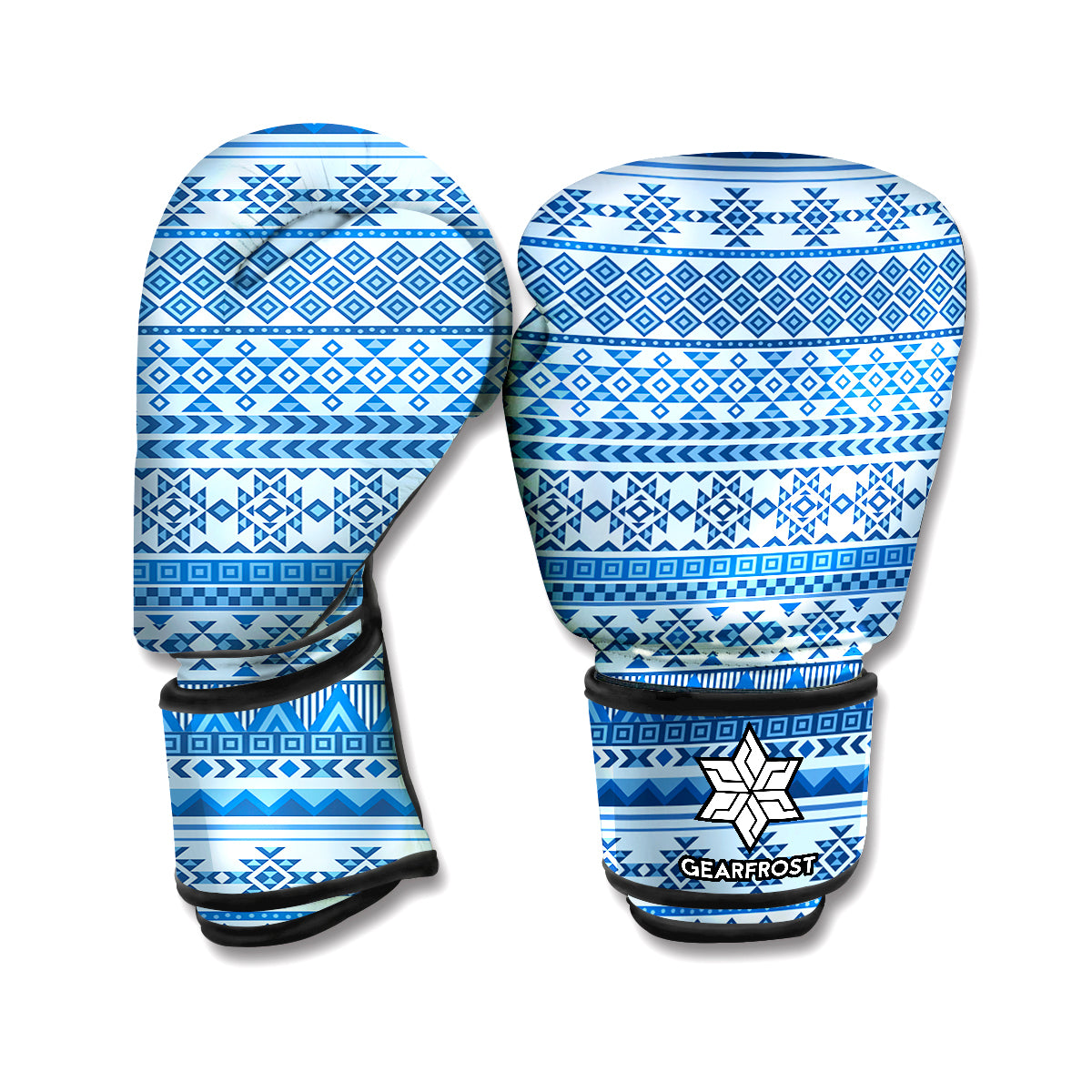 Blue Native American Aztec Pattern Print Boxing Gloves