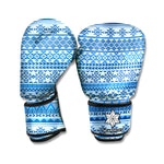Blue Native American Aztec Pattern Print Boxing Gloves