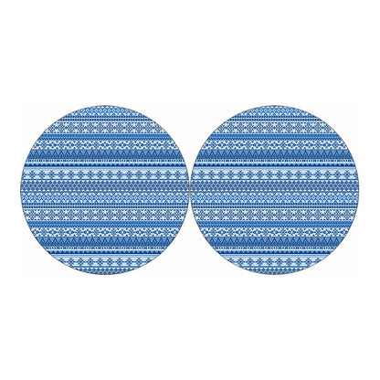 Blue Native American Aztec Pattern Print Car Coasters