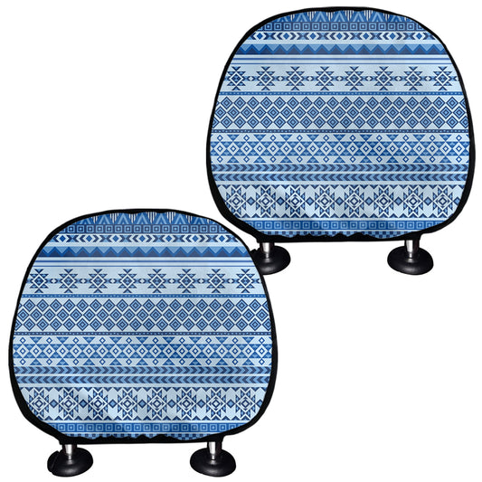 Blue Native American Aztec Pattern Print Car Headrest Covers