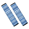 Blue Native American Aztec Pattern Print Car Seat Belt Covers