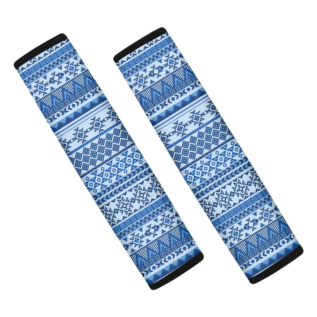 Blue Native American Aztec Pattern Print Car Seat Belt Covers