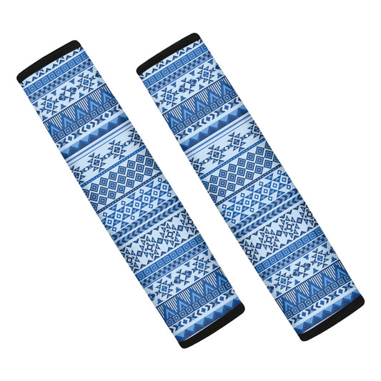 Blue Native American Aztec Pattern Print Car Seat Belt Covers