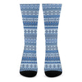 Blue Native American Aztec Pattern Print Crew Socks