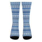 Blue Native American Aztec Pattern Print Crew Socks