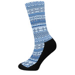 Blue Native American Aztec Pattern Print Crew Socks