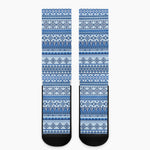 Blue Native American Aztec Pattern Print Crew Socks