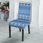 Blue Native American Aztec Pattern Print Dining Chair Slipcover